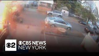 Surveillance video shows car explode on NYC street