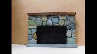 Dollhouse Miniature Stone Fireplace