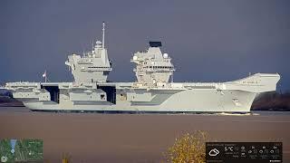 HMS Queen Elizabeth auf der Elbe vor Grauerort mit Ziel Hamburg 18.11.2024