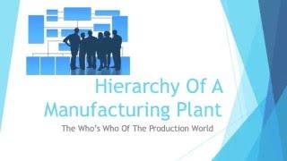 Beginning Engineers Hierarchy Of A Manufacturing Plant