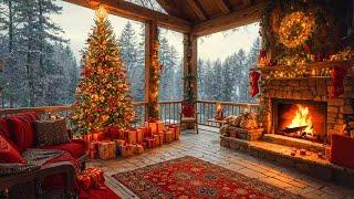 Christmas Jazz  Snowy Day at Cozy Christmas Balcony Ambience & Relaxing Christmas Jazz Instrumental