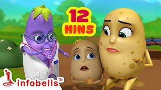 ஐந்து உருளைக் குட்டிகள் கட்டிலில் குதித்தது | Tamil Rhymes for Children | Infobells