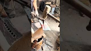 The process of cutting a hole in a knife blade