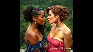 Passionate Kiss: Afroamerican and Redhead Women Lock Lips! #kiss #kisses #love #lesbian #lesbians