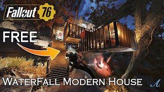 Fallout 76 - Easy Beginner Friendly 100% Free Waterfall Modern House Camp Build