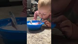 Adorable moments with straw bowls #cove #funny #toddlers #momlife #fyp