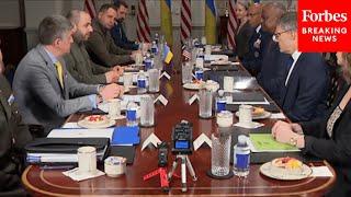 Defense Sec. Lloyd Austin Meets With Ukraine's Minister Of Defense Rustem Umerov At The Pentagon