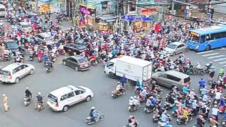 Rush Hour Traffic with motorcycle in Ho Chi Minh city - Vietnam