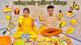 we used only yellow things for 24 hours || Eating only Yellow food challenge