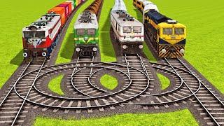 IMPOSSIBLE TRAINS CIRCLE TRACK CROSSING ON BUMPY RAILROAD | Trains Railroad Crossing