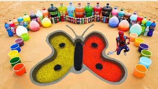 Experiment: How to make Butterfly with Orbeez, Balloons of Fanta, Pepsi, Sprite, Coca Cola & Mentos.