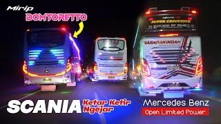 Mercedes Benz Open Limited Power !! Scania Ngos Ngosan Ngejar, Sampai Hilang Jejak