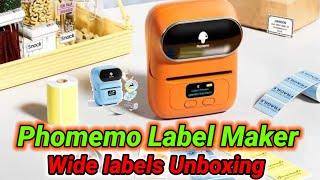 Phomemo Label Maker, Wide labels, Unboxing, Hands on