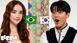 Korean Teens meet Beautiful Brazilian Girl For the First Time!