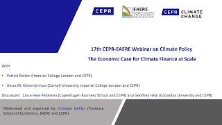 17th CEPR/EAERE Webinar Series on Climate Policy: The Economic Case for Climate Finance at Scale