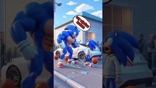 sonic police  scolds his son for breaking the car window #sonic #cartoon #funny #shorts