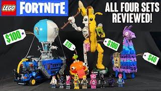 EARLY REVIEW: All Four LEGO FORTNITE Sets (Battle Bus, Peely Bone, Supply Llama, and Durr Burger)