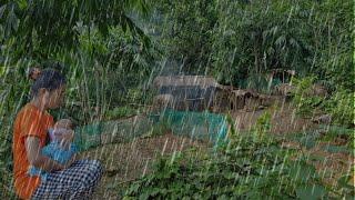 the efforts of a single mother, with her son, living in the forest, gardening and growing vegetables