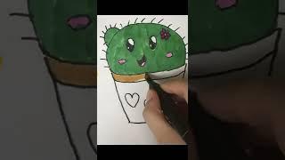 How to Draw Cactus Easy and Cute For Children #shorts