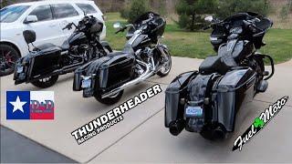 HARLEY DAVIDSON M8 EXHAUST COMPARISON - D&D VS THUNDERHEADER VS FUEL MOTO! *2 INTO 1*