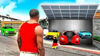 GTA 5 : Franklin & Shin chan Opening The Secret Garage Door Outside His House in GTA 5 in Telugu