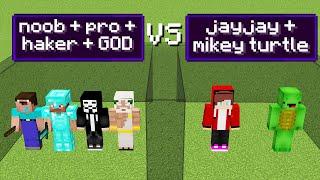 jj and mikey VS noob vs pro vs hacker vs god