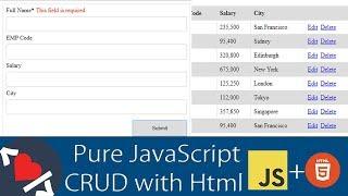 Pure JavaScript CRUD Operations with Html