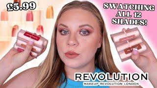 SWATCHING ALL 12 SHADES OF THE REVOLUTION LIP ALLURE LIPSTICKS ON PALE SKIN  | makeupwithalixkate