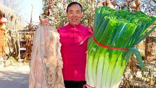 World Biggest Green Onion Grilled with Fat Intestines! Best Combination for BBQ| Uncle Rural Gourmet