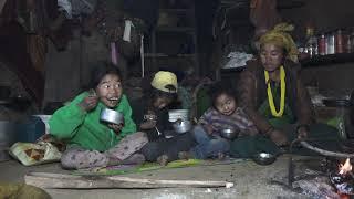 Eating delicious food by sharing each other || Nepali village