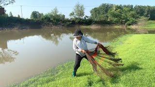 撒網教程，農村姑娘教大家撒網又大又圓 Casting net tutorial, rural girls teach you how to cast the net correctly