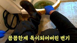 요즘 변기 뚫기 힘드네요? 꼼꼼하게 붙인 변기 누구야??What's so hard to break into the toilet these days?