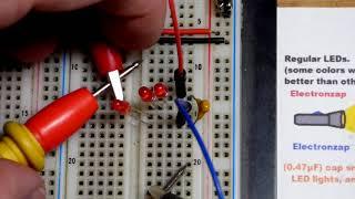 LEDs can charge a small capacitor demonstration by Electronzap