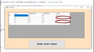c# tutorial for beginners: How to hide dataGridView rows that contain null values