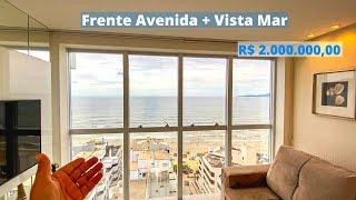 3 Suítes, NOVO, Frente Avenida e com linda VISTA MAR na Meia Praia-SC