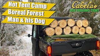 Winter Hot Tent Camping with the Cabela's Ice Fishing Tent and Wood Stove