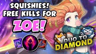 FREE KILLS FOR ZOE! SO MANY SQUISHIES! DUO TO DIAMOND - VICKSY | League of Legends