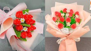 DIY Pipe Cleaner Strawberry Bouquet  Flower Bouquet making at Home -  Gift ideas - Pipe Cleaner Art