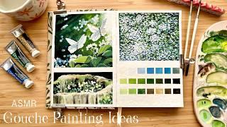 ASMR Painting + Gouache Painting Ideas⎪DIY New Sketchbook 