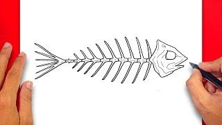 How to draw Fish Skeleton - Easy Drawing Fish Skeleton