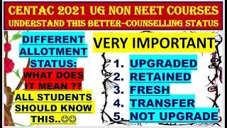 CENTAC 2021 ROUND2 ALLOTMENT STATUS MEANING | CENTAC 2021 ROUND2 NON NEET COURSE PREFERENCE CLOSED