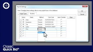 Quick Bid : Setting Program Defaults & Options - Payroll