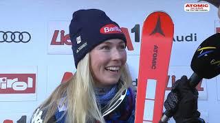 Mikaela Shiffrin  - Lienz women giant slalom, Dec 28, 2023, post race interview #sheskis @atomic