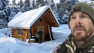 Woodshed Roof Install in WINTER STORM |EP46| Log Cabin Build on Off-Grid Homestead