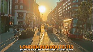 Busy London Streets aboard double-decker Bus Route 113 from Edgware Bus Station to Marble Arch 