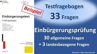 Einbürgerungstest Testfragebogen 33 Fragen