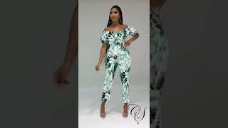 Marietta Green Tropical Pant Set