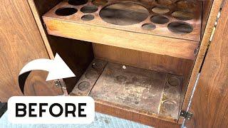 This Vintage Bar Cabinet had the WORST Refinishing Job I've Ever Seen