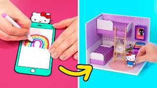 Fiz Miniatura do Quarto da Hello Kitty com Caixinhas de Fósforo ️ Desafios e Brincadeiras Fáceis