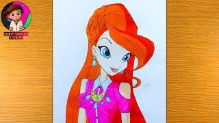 How to Draw BLOOM from Winx Club ~ Step-by-Step Tutorial Easy